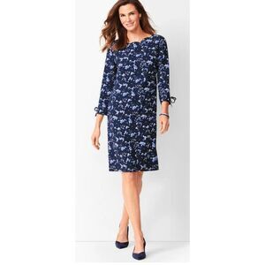 Talbots Floral Print Crepe Shift Dress Size 8